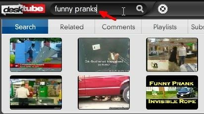 Zoek YouTube-video's vanaf een desktop met een Desktube TV-bureau 4