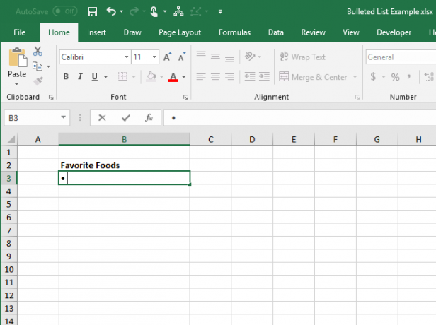 Typ een opsommingsteken met een sneltoets in Excel