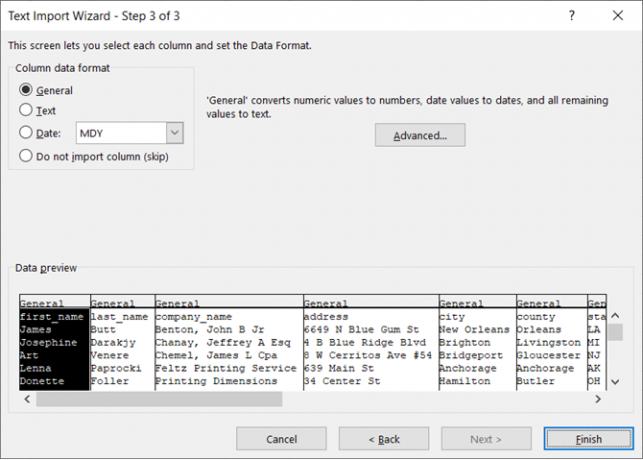 Kolomgegevensindeling in Excel's Text Import Wizard