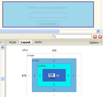 firebug boxes layout