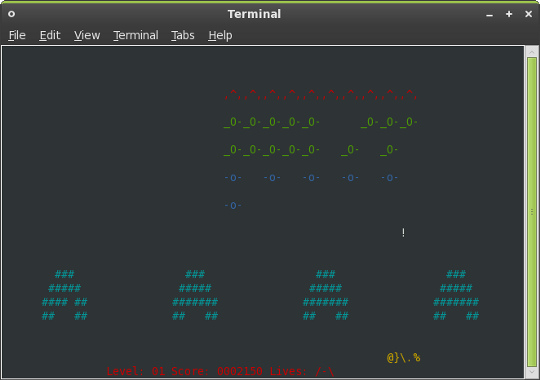 Speel games in je Linux Terminal-ninvaders