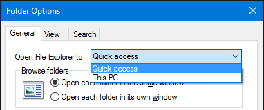 Windows 10 File Explorer Algemene mapopties