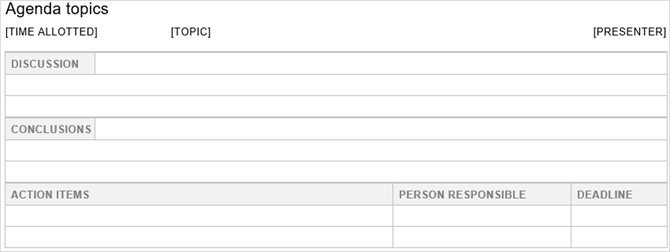 3 gratis sjablonen om vergaderingen op schema te houden en nuttige vergaderingen MinutesActionItems Word