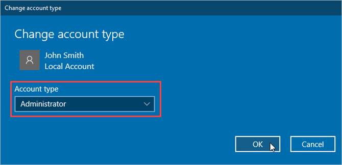 Wijzig de accounttypecatalogus in Windows 10-instellingen