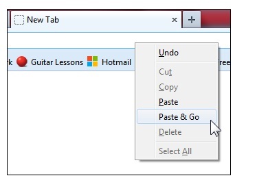 Paste and Go-sneltoets: Download een sneltoets-snelkoppeling in Firefox voor de functie 'Paste & Go' Newtab