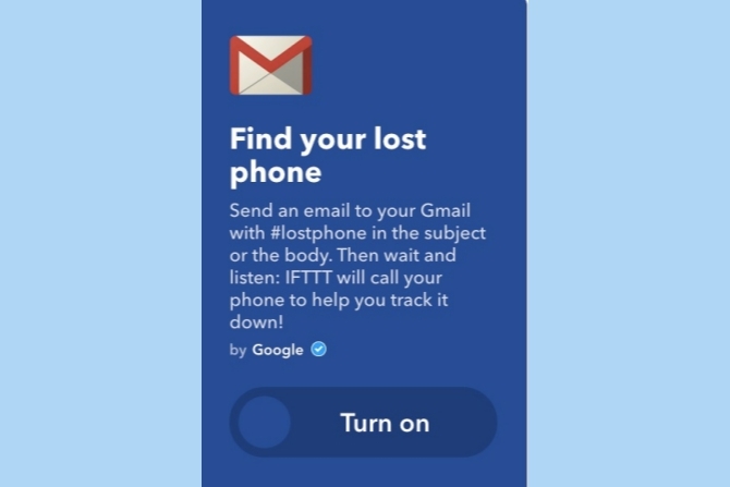 ifttt gmail zoek verloren telefoon