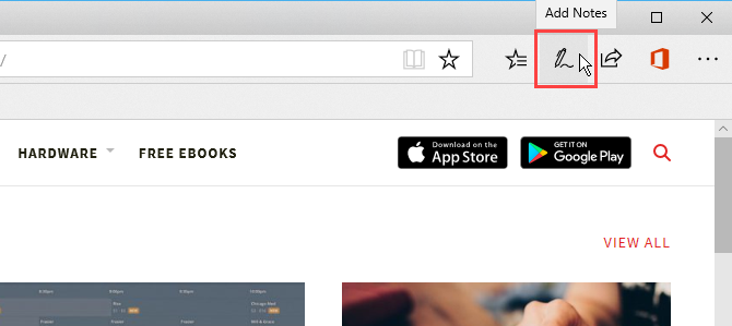 Klik op Notities toevoegen in Edge
