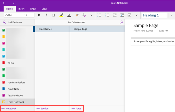 OneNote-organisatie