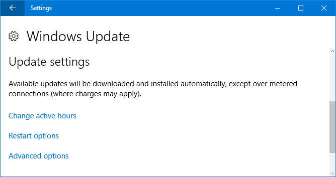 Windows 10 update-instellingen