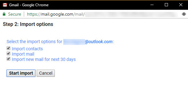 Gmail-importopties