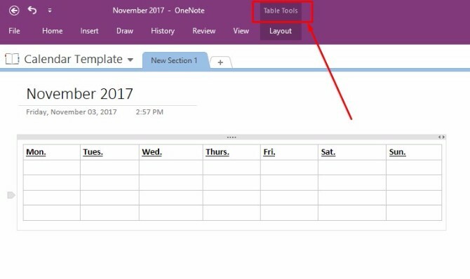 maak een onenote kalendersjabloon