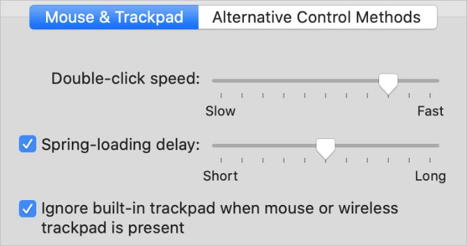 Negeer de ingebouwde trackpad-optie in Systeemvoorkeuren voor toegankelijkheid