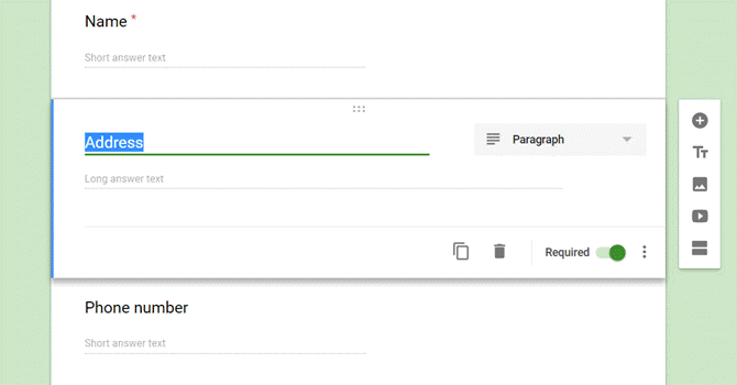 Google Spreadsheets, contactformulier