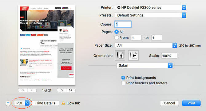 PDF-documenten maken, samenvoegen, splitsen en markeren op een Mac print pdf