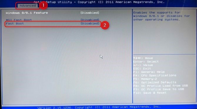 Fast Boot-optie in BIOS