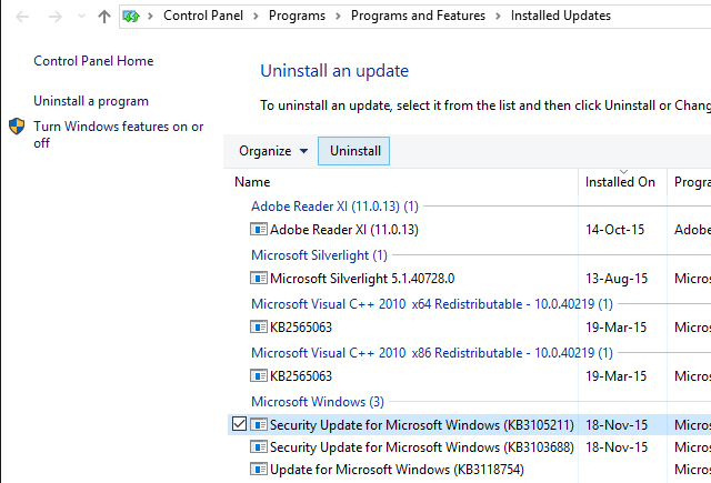 Windows 10 Updates verwijderen