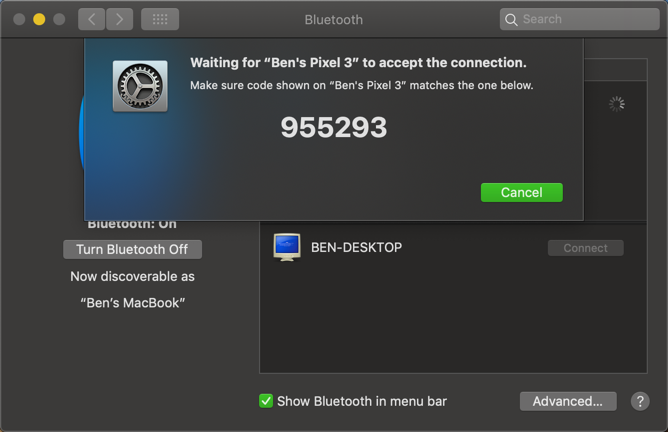 Mac Bluetooth-koppelingscode