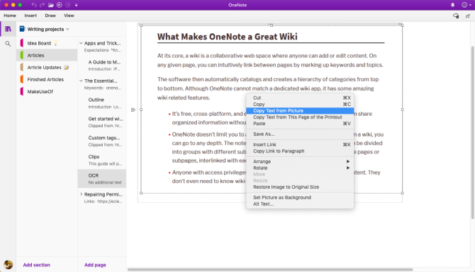 optische tekenherkenning in OneNote Mac