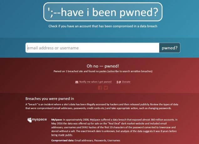 myspace hack haveibeenpwned