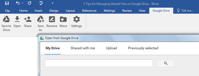 Google Drive Plugin voor MS Office