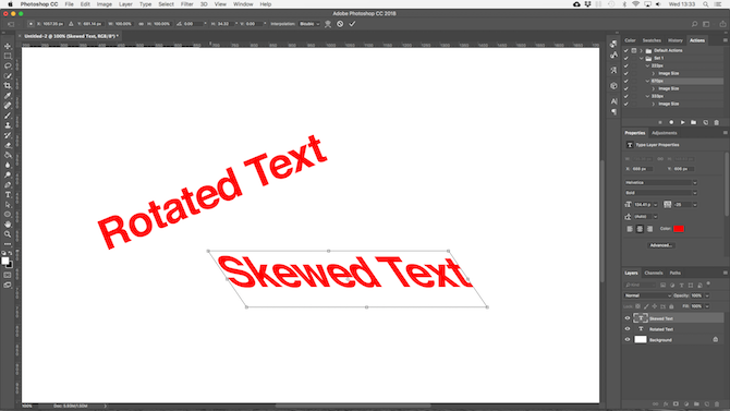 werken met tekst in photoshop - photoshop skew rotate