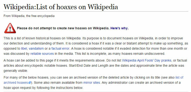 Wikipedia-hoaxes