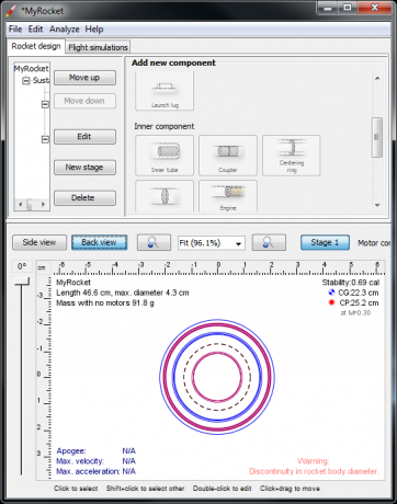 Simuleer het bouwen en lanceren van een modelraket met OpenRocket-raket 6