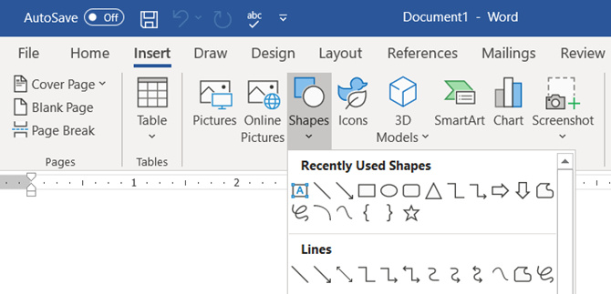 Voeg vormen in voor mindmap in Word