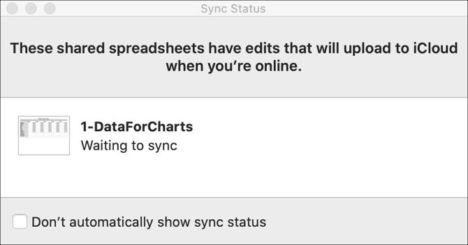 Toon synchronisatiestatus in Numbers Mac