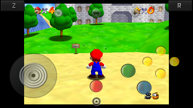 Super Mario 64 zoals gespeeld op RetroArch voor Android