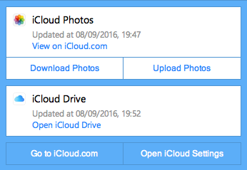 Schermafbeelding Status van iCloud-configuratiescherm