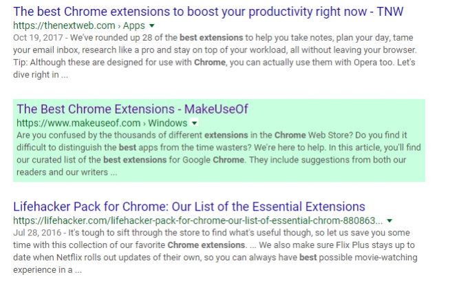 Google Search Filter Chrome-extensie