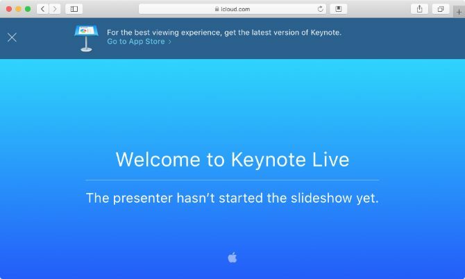 Keynote Live-wachtpagina in Safari