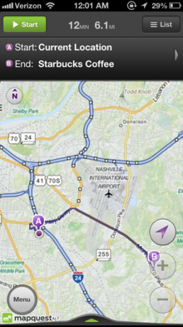 mapquest op iphone