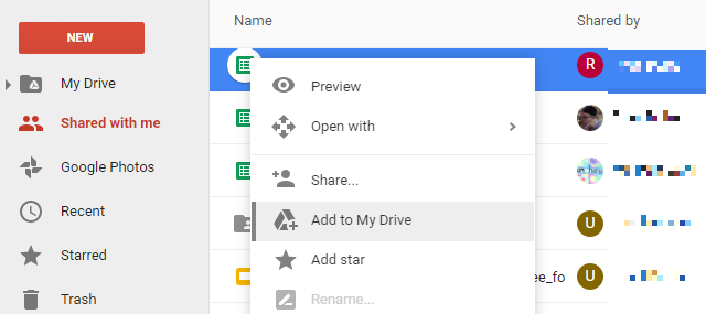 Google Drive gedeeld met mij