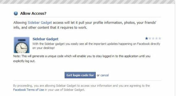 facebook login zijbalk