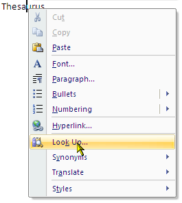 Hoe gebruik te maken van de onderzoeksfunctie in Microsoft Word 2007 3 klik met de rechtermuisknop