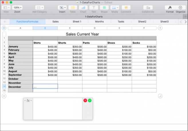 Formula Editor Numbers op Mac