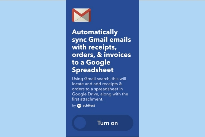 ifttt gmail ontvangsten facturen bestellingen google spreadsheet