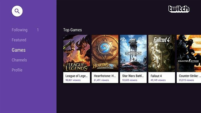 geweldige Android-tv-apps wisten niet dat Twitch bestond