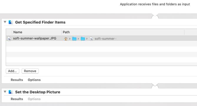 Automator-app om een ​​specifieke desktopafbeelding op Mac in te stellen