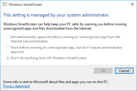 Windows 10 SmartScreen-instellingen