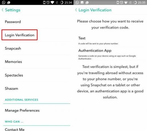 snapchat login verificatie