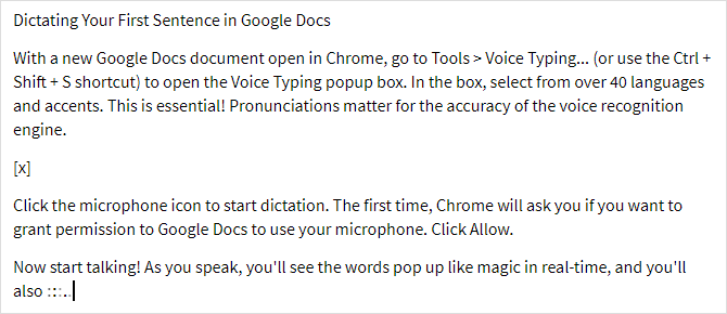 Spraakgestuurd typen van Google Doc: een geheim wapen voor productiviteit Voorbeeld van spraakgestuurd typen van Google Docs