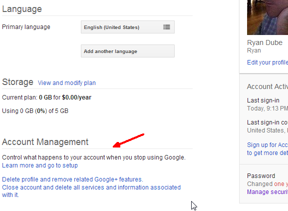 google inactieve accountmanager