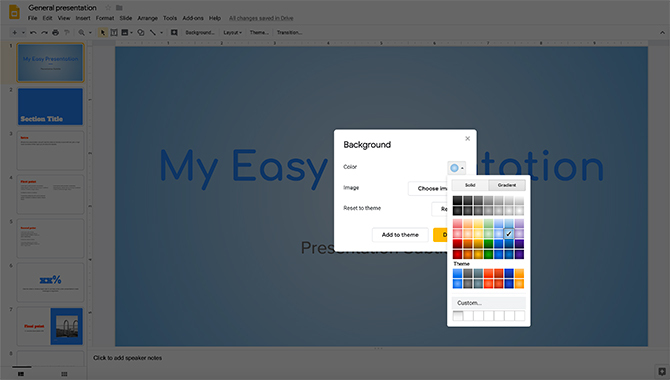 Een presentatie maken Google Slides Change Background