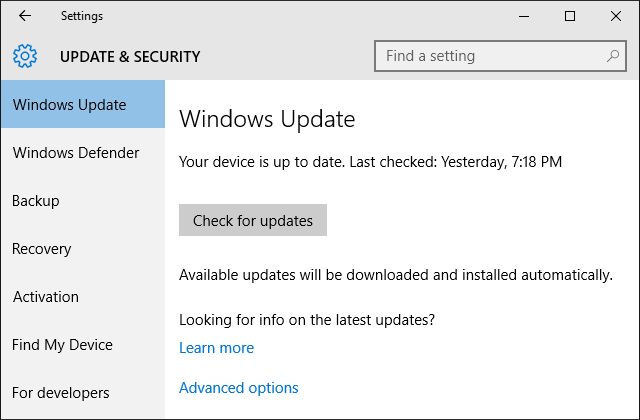 Windows 10 Instellingen Windows Update