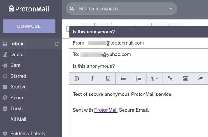 ProtonMail e-mailinterface