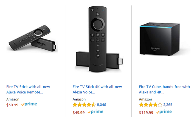 Amazon Fire TV-apparaten kostenvergelijking