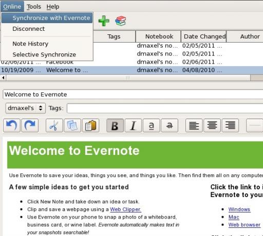 evernote-client voor linux